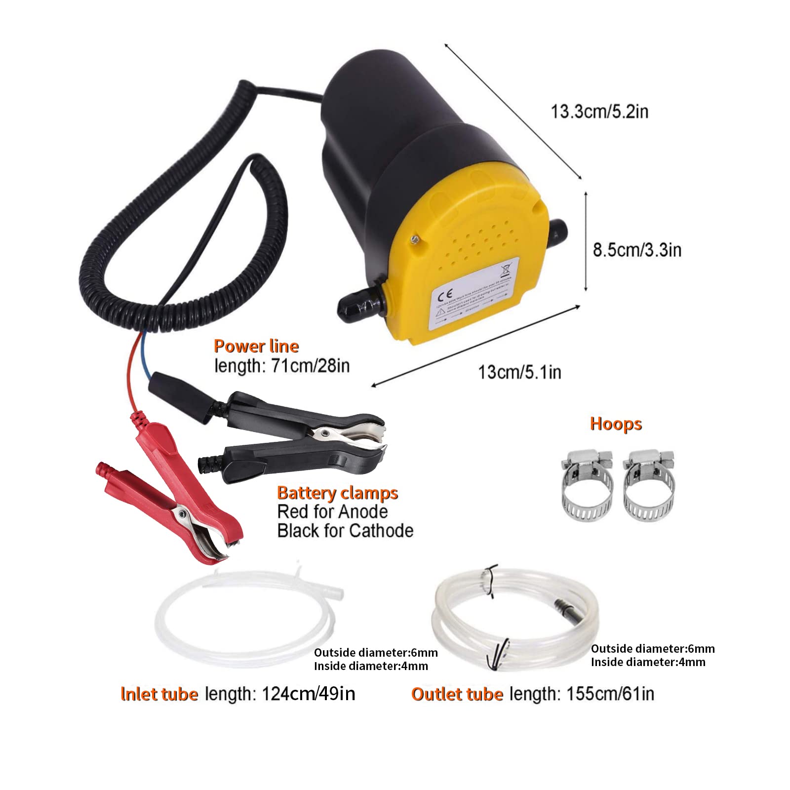 AIGMISON 12V 80W Oil Change Pump Extractor,Upgraded Electric Oil Pump with Overload Protection,Motor Oil Diesel Fluid Transfer P